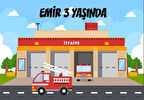 İtfaiye Temalı Doğıum Günü Afişi 70X100 cm