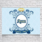 MAVİ DAMASK DESENLİ DOĞUM GÜNÜ AFİŞİ 50X70 cm