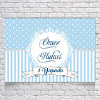 Mavi Çizgili Doğum Günü Afişi 50X70 cm