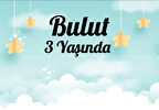Bulut Temalı Doğum Günü Afişi 35X50 cm