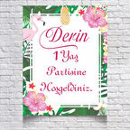 Flamingo Temalı Doğum Günü Karşılama Afişi 100X150 cm