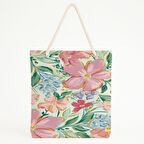 Renkli Fırça Çiçekli Pastel Bahar Temalı Plaj Çantası