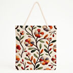 Nakış Çiçekli Krem Zeminli Zarif ve Dokulu Plaj Çantası