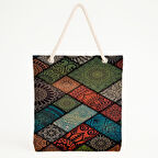 Renkli Mandala Patchwork Desenli Plaj Çantası