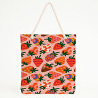 Renkli Çilek Desenli Plaj Çantası