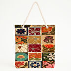 Renkli Çiçek Sanatsal Plaj Çantası