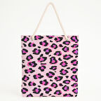 Pembe Leopar Desenli Plaj Çantası