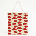 Çilek ve Çiçek Desenli Plaj Çantası