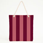 Bordo-Pembe Çizgili Plaj Çantası