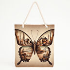 Kelebek Kanatlı Mimari Manzaralı Plaj Çantası