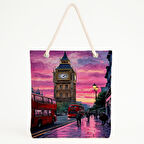 Big Ben ve Günbatımı Manzaralı Plaj Çantası