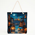 Işıklı Sokak Manzaralı Plaj Çantası