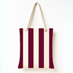 Bordo Çizgili Doku Omuz Çantası