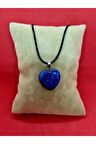 Doğal Lapis Lazuli Taşı Kalp Kolye Zincir Dahil