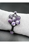 Ametist Doğal Taş Bileklik Asansörlü Kilit Sistemi El Yapımı Bileklik
