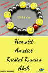 Unisex Doğal Taş Çocuk Bilekliği Ametist Hematit Kristal Kuvars Akik