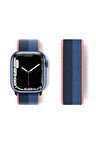 Apple Watch 38mm Hasırlı Cırtcırtlı Kordon - Siyah-Mavi-(5796)
