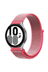 Samsung Galaxy Watch 4 Hasırlı Cırtcırtlı Kordon - Pembe-(5796)