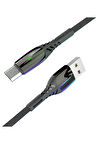 S91 Ledli Micro USB Kablo 1M 2.4A - Siyah-(5796)