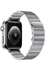 Apple Watch 38mm KR404 Huks Kordon - Gümüş-(5796)