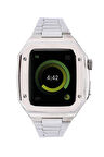 Apple Watch 44mm Metal Petek Kasalı Kordon - Gümüş-(5796)