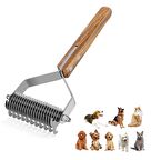 Ahşap Saplı Çift Taraflı Kedi Köpek Bakım Kıtık Tüy Topak Açıcı Metal Dişli Evcil Hayvan Tarağı