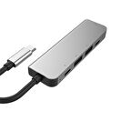Usb Type-C to 5in1 Hdtv 2xUSB+2x PD Hub Adaptör Çoklayıcı (Gri)