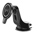 Magsafe iPhone 15-14-13-12 Serisi 15W Kablosuz Hızlı Şarj Cihazı ve Araç Tutucu (Siyah)