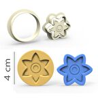 6 Kenarlı Çiçek Kurabiye, Bisküvi, Kolye Ucu, Mühür Kalıp Seti - 4 cm