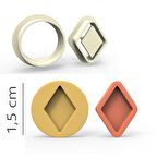 Elmas Kurabiye, Bisküvi, Kolye Ucu, Mühür Kalıp Seti - 1,5 cm