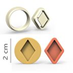 Elmas Kurabiye, Bisküvi, Kolye Ucu, Mühür Kalıp Seti - 2 cm