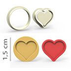 Kalp Kurabiye, Bisküvi, Kolye Ucu, Mühür Kalıp Seti - 1,5 cm
