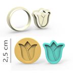 Lale Kurabiye, Bisküvi, Kolye Ucu, Mühür Kalıp Seti - 2,5 cm