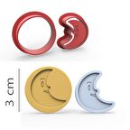 Ay - Kurabiye, Bisküvi, Kolye Ucu Kalıp Seti - 3 cm