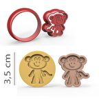 Maymun - Kurabiye, Bisküvi, Kolye Ucu Kalıp Seti - 3,5 cm
