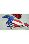 DK Ford Mustang Shelby GT Koşan At Ön Panjur Vidalı Amerikan Bayrak 3D Metal Logo