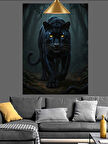 Karanlık Ormanda Kara Panter Dekoratif Kanvas - Mdf Ahşap Tablo