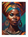Afrikalı Kadın Model Ahşap Tablo 25cmX 35cm