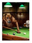 Bilardo Oynayan Köpekler Art Mdf Tablo 18cm X 27cm