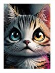 Renkli Gözlü Kedi Mdf Tablo 18cm X 27cm