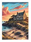 Sahil Kenarındaki Ev Art Mdf Poster 18cm X 27cm