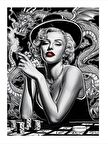 Kırmızı Rujlu Marilyn Monroe Desenli Mdf Tablo 18cm X 27cm