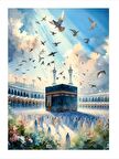 Güvercinler Ve Kabe Model Mdf tablo 18cm X 27cm