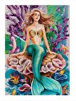 Yeşil Deniz Kızı Tasarım Ahşap Tablo 18cm X 27cm