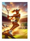 Tenis Oynayan Kadın Art Mdf Poster 18cm X 27cm