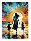 Kadın Ve Çocukları Art Mdf Poster 25cmX 35cm