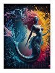 Renkli Deniz Kızı Art Mdf Tablo 18cm X 27cm