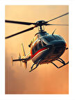 Havada Askeri Helikopter Tasarım Ahşap Tablo