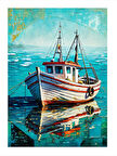 Balıkçı Teknesi Sanatı Model Ahşap Tablo