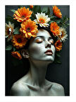 Çiçek Taçlı Kadın Portresi Mdf poster
